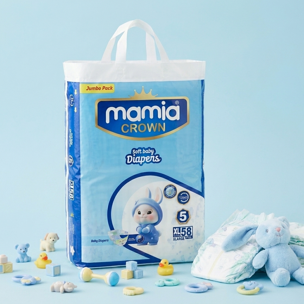 Mamia Crown Diapers – Size 5 (XL) Jumbo Pack (58 Pieces)